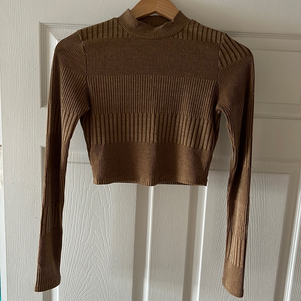 Free People Intimately Cropped Turtleneck Long Sleeve Top